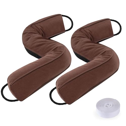 Sunolga 2 Packs 34 Inches 2.1LBs Weighted Door Draft Stopper Filled with Glass Beads & Cotton, Removable Machine Washable Sound Proof Under Door Draft Blocker with Anti-Abrasion Bottom for Door, Brown - color: Brown, size: 34 Inches