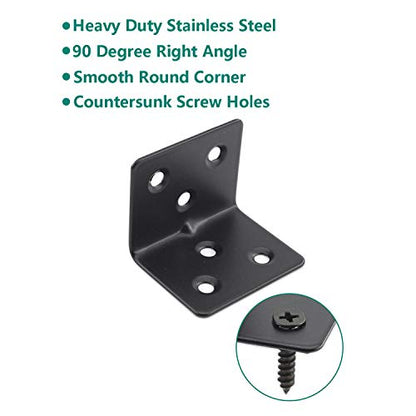 Heavy Duty Stainless Steel Corner Bracket,ULIFESTAR L Shaped Shelf Bracket 90 Degree Corner Brace Large Joint Right Angle L Bracket for Furniture Wood Cabinets Shelves 8 Pack Black(38x30x30mm) - size: 38*30*30mm 6 Screw Holes