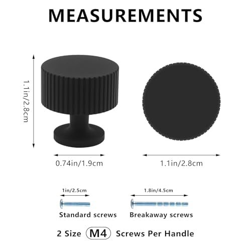 6 Pack Black Cabinet Knobs, Matte Black Drawer Knobs for Kitchen, Bathroom & Cupboard - color: Black