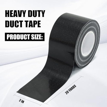 Black Duct Tape Heavy Duty，3 Pack Heavy Duty Waterproof Black Tape,Strong Adhesive Duct Tape for Indoor Outdoor Repairs Tear by Hand, 60 Yards x 2 Inch Total