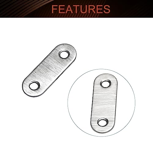 MroMax Mending Repair Plate 1.85 Inch Stainless Steel Flat Straight Brace Brackets Mending Joining Plates Repair Fixing Bracket Connector with Screws Silver Flat Mending Plate for Wood 10pcs - size: 1.85"x0.63" 10Pcs