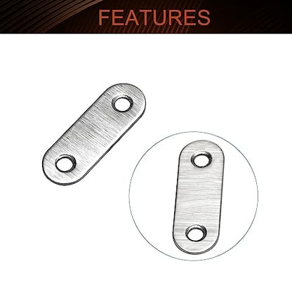MroMax Mending Repair Plate 1.85 Inch Stainless Steel Flat Straight Brace Brackets Mending Joining Plates Repair Fixing Bracket Connector with Screws Silver Flat Mending Plate for Wood 10pcs - size: 1.85"x0.63" 10Pcs
