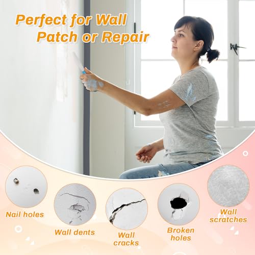 Drywall Repair Kit, Wall Surface Hole Patch Repair Kits with 12OZ White Putty Hole Filler, Fix Wall Surface and Creak Damage with Scraper, Sanding Pad Fill Quick and Easy Solution - color: 12OZ White Wall Repair Putty Patch Kit