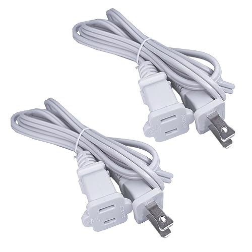 5 Ft Extension Cord, AC 2 Prong 18 AWG Power Cord Cable 10 A 125 V, White Polarized Male to Female Extension Cord for Nema 1-15P to 1-15R 2 Pack - color: White, size: 5 Foot-2 Pack