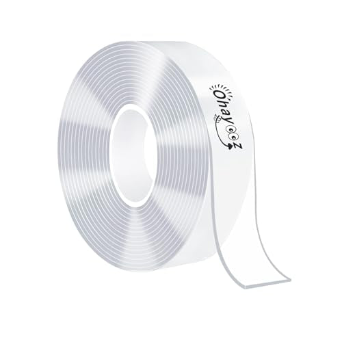 Ohayooz® Extra Strong Double Sided Tape Heavy Duty Removable 10FT, Clear Sticky Adhesive Nano Tape Tough Washable Waterproof Mounting Tape for Hanging Picture, Poster, Carpet, Photo Deco - size: Ohayooz Extra Strong 10 Feet