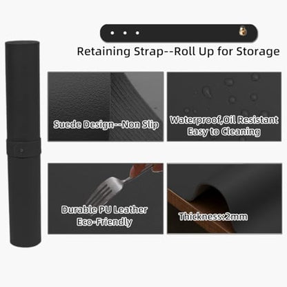Large Gun Gleaning Mat for Pistol Rifle Shotgun, Oil-Resistant Gun Cleaning Pad, Non-Slip Waterproof Leather Workbench Mat Desk Pad for Gun Maintenance - color: Black, style: 37"x17"