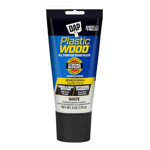 DAP Plastic Wood All Purpose Latex Wood Filler, White, 6 Oz - Packaging May Vary (Pack of 6) - color: White, size: 6 Oz. (Pack of 6), style: Plastic Wood