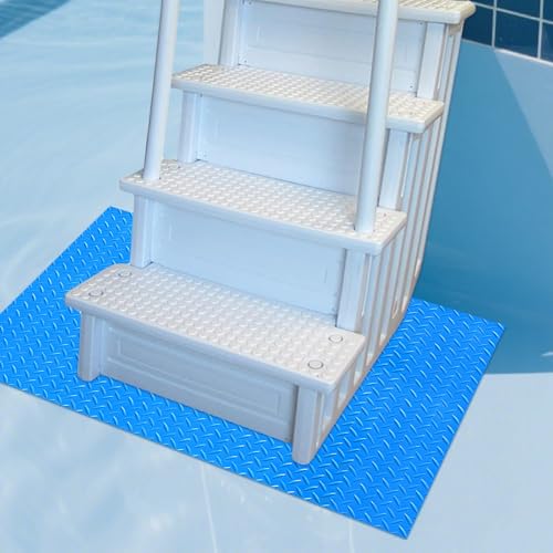 24"x36" Pool Ladder Mat, Protective Non-Slip Pool Step Pad with Texture，Protective Ladder Pad for Above Ground Swimming Pools Liner and Stairs (Blue) - size: 24"x36"