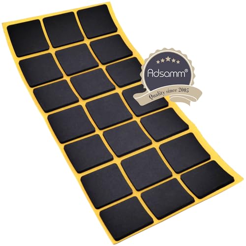 Adsamm® / 21 x self-Adhesive Anti-Slip Pads/Black / 1.18x1.18 in (30x30 mm) / Square/Stick-on Non-Slip EPDM Rubber Pads/Furniture Protective Pads