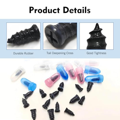 101 PCS Tire Repair Rubber Nail, 3 Size Vacuum Tire Repair Kits Spiral Rubber Screws, Fast Self-Service Tool for Car, Truck, Motorcycle, Tractor Tire Puncture Repair (Black) - size: 101pcs Screwdriver Included
