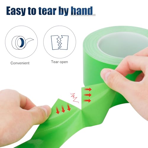 Green Duct Tape Heavy Duty, 1.88 Inch x 35 Yard Waterproof Strong Adhesive Duct Tape for Indoor Outdoor Repairs Tear by Hand, 1 Roll - color: Green