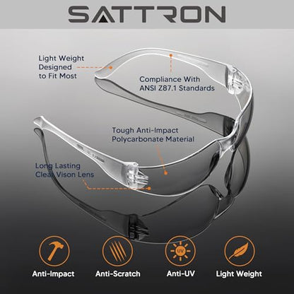 3 Pack Clear Safety Glasses, ANSI Z87.1 Eye Protection for Women Men, Scratch & Impact Resistant Protective Eyewear - color: 3pack Clear Lens