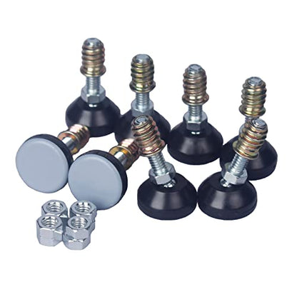 Furniture Leveler Swivel Feet (25mm 1/4-20,8 Pack) PTFE(Teflon) Bottom,Threaded Shank Adjustment Pads,Table/Chair/Cabinet/Sofa Medium Legs Leveling,Nuts Installation and Floor Protection - size: 8 Pack,25mm Base 1/4-20