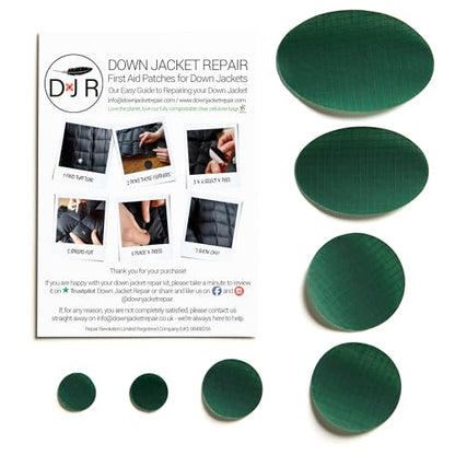 Down Jacket Repair Patches - Self-Adhesive Down Jacket Repair Patches | Waterproof, Tear-Resistant, Pre-Cut Patches | 7-Piece Set for Outdoor Gear, Sleeping Bags & Tent - color: Bottle Green