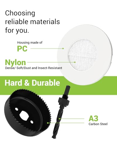 in Wall Cable Management Kit for Wall Mounted TV, Slim Round Wall Cable Pass Through with Hole Saw Drill Attachment for Easy Installation, White 2-Pack