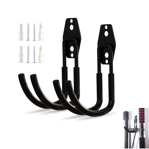 2 PCS EV Charger Holder Wall Mount, Heavy-Duty J-Hook for Electric Cable Retractor, Durable Hooks for Indoor/Outdoor Use, Electric Vehicle Garage Storage Cord Organizer Accessory (Black) - size: J Hooks