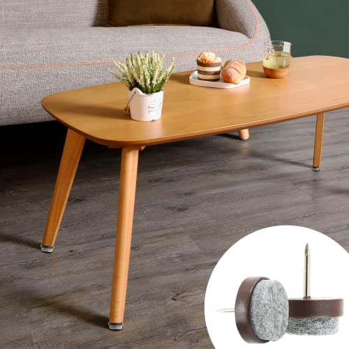 40 PCS Nail On Felt Pads for Chair Legs, 24mm Furniture Glides Chair Feet Protectors, Nail Furniture Sliders Table Felt Feet Plastic Chair Glides for Wood Floors (Brown) - size: 24mm - Brown