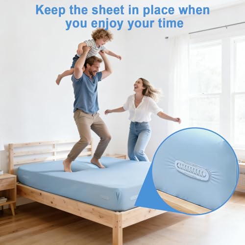 Upgrade Bed Sheet Holders for Corners, 4Pcs Heavy Duty Bed Sheet Locks and 4Pcs Sheet Clips Keep Sheets in Place Firmly, No More Fitted Sheet Coming Off, Bed Sheet Fasteners Fit All Mattress