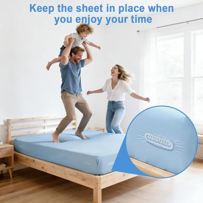 Upgrade Bed Sheet Holders for Corners, 4Pcs Heavy Duty Bed Sheet Locks and 4Pcs Sheet Clips Keep Sheets in Place Firmly, No More Fitted Sheet Coming Off, Bed Sheet Fasteners Fit All Mattress