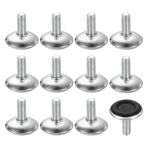 uxcell 12Pcs M6 Thread Furniture Feet Levelers, 28x10mm Adjustable Leveling Table Feet, Screw on Furniture Glide Leveling for Chair Stool Legs, Black - color: Black, size: M6 x 28 x 10mm