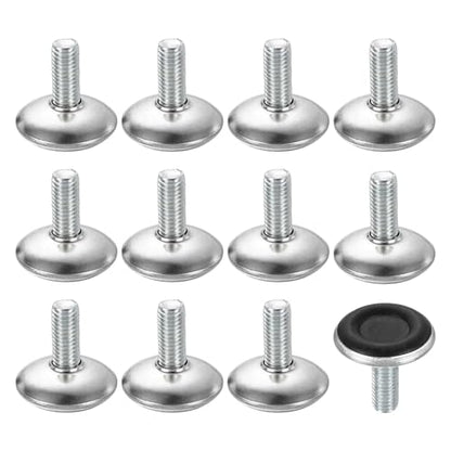 uxcell 12Pcs M6 Thread Furniture Feet Levelers, 28x10mm Adjustable Leveling Table Feet, Screw on Furniture Glide Leveling for Chair Stool Legs, Black - color: Black, size: M6 x 28 x 10mm