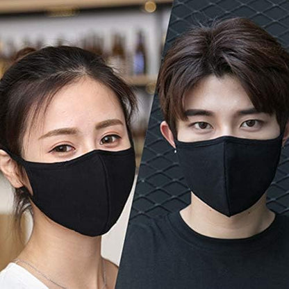Black Cloth Face Mask 3 Pack,Washable, Reusable and Breathable Face Covering with Nose Wire and Adjustable Ear Protection Loops for Adult & Teens - style: Pack 3 With Adjustable Loops