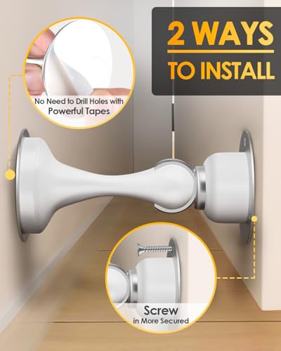 Door Stop Magnetic Door Stoppers, Door Stoppers for Bottom of Door Magnetic Door Catch with 3D Double-Sided Adhesive Tape, No Drilling, Screws for Stronger Mount, Hold Your Door Open - style: 1 Pack-White