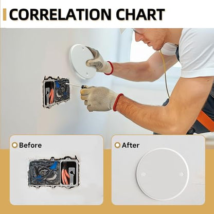 Ceiling Cover Plate,5 Inch Round Electrical Box Cover Plate for 4 Inch Electric Box,Metal Round Wall Plate Cover for Smoke Detector,Hole Spacing 3.5 Inch - 12 Pcs(White) - color: White - 12 Pcs