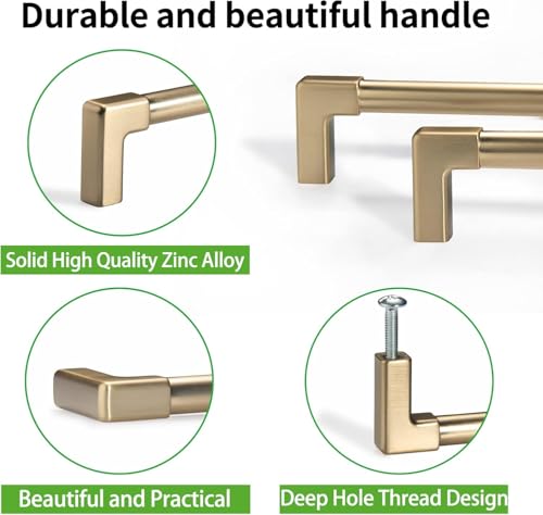 TUNNY 5Pack Classic Solid Cabinet Handles-10.08"/256mm Screw Spacing Champagne Bronze Furniture Hardware Handles for Bathroom Dresser Kitchen Cabinets Bedroom Cabinet Pulls - color: Champagne Bronze, size: 10.08"(256mm) Hole Center - 5Pcs