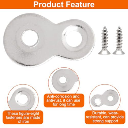 30 PCS Figure 8 Fastener with Screws, Heavy Duty Table Top Fasteners Hardware, Desk Top Fastener for Wood Chair Table Top Repair, Silver - color: Silver