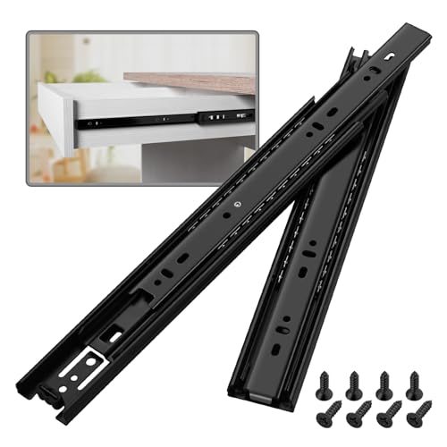 1 Pair Full Extension Ball Bearing Drawer Slides 8 10 12 14 16 18 20 22 24 Inch 100 LB Load Capacity Side Mount File Cabinet Rails Dresser Metal Runner Trash Can Kitchen (10 inch, Black) - color: Black, size: 10 Inch
