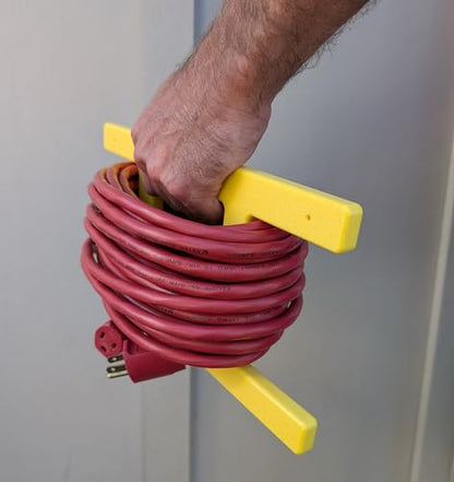 Poly Heavy Duty Extension Cord Storage Reel, Yellow Cord Organizer Wrap-Holds 100 feet