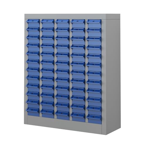 Yeeoy 60 Drawers Parts Cabinet, Bolt and Nut Tool Storage Cabinet, Steel Parts Organization Shelves with ABS Material Drawer & Labels for Tool Hardware Storage, Grey - size: 60 Drawers