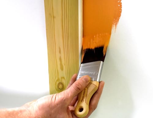 ROLLINGDOG 2 Inch Trim Brush - Short Handle Angled Paint Brush for Painting Walls, Furniture, Cutting in, Trim, Detail Painting - color: Wooden Handle(pack of 1)