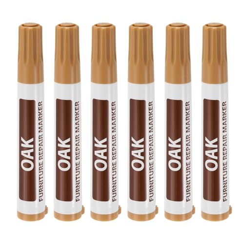 uxcell Furniture Repair Wood Markers, 6 Pcs Oak Touch Up Filler Sticks, Oil Based Paint Markers for Scratches, Wood Floors, Tables, Cabinet, Carpenters, Cover Ups - color: Oak