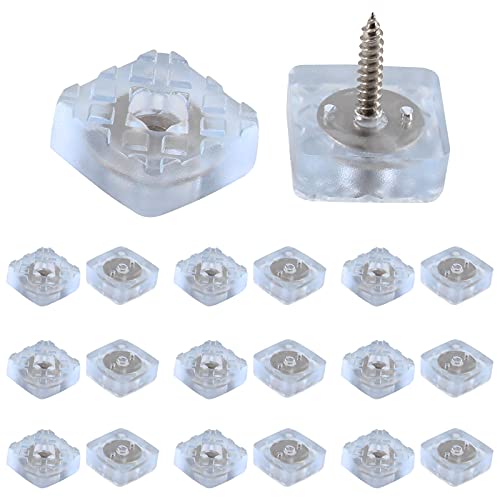 Bonsicoky 20Pcs 0.87Inch/22mm Rubber Furniture Pads with Screws, Clear Square Non Slip Furniture Feet Heavy Duty Couch Feet Covers for Chair, Table, Desk, Sofa - size: 22mm (Square, Clear)
