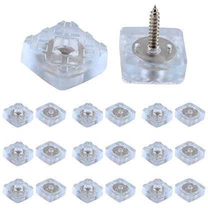 Bonsicoky 20Pcs 0.87Inch/22mm Rubber Furniture Pads with Screws, Clear Square Non Slip Furniture Feet Heavy Duty Couch Feet Covers for Chair, Table, Desk, Sofa - size: 22mm (Square, Clear)