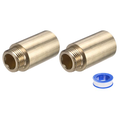 M METERXITY Shower Head Extension Arm, Brass G1/2 Male to Female Extension Pipe Fitting Adapter with PTFE Thread Seal Tape for Shower/Faucet, Pipe Plumbing Coupler 1.97"/50mm 2-Pack - size: 1.97"/50mm