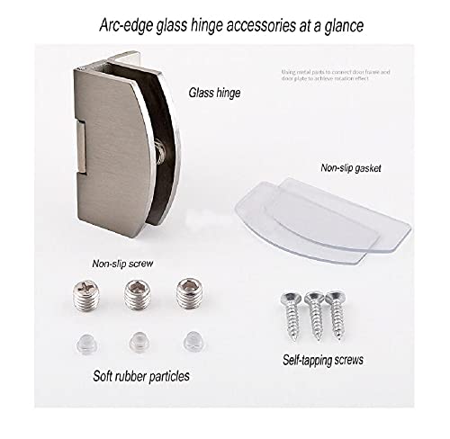 [2 Pieces] Cabinet Glass Door Hinges 90-Degree Frameless Glass Door Hinges for 5-7mm (Silver) - color: Silver 2 Pieces