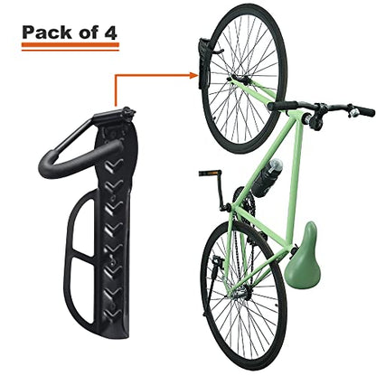 Wallmaster Bike Storage Rack for Garage, Wall Mount Bicycles Hanger, 4-Pack Bike Storage System Vertical Bike Hooks - size: 4Pack