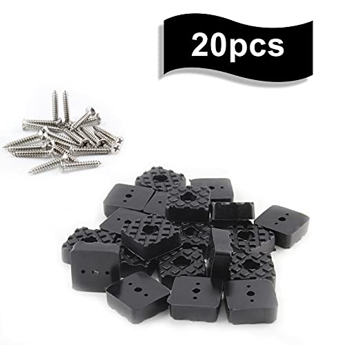 Bonsicoky 20Pcs 0.87Inch/22mm Rubber Furniture Pads with Screws, Black Square Non Slip Furniture Feet Heavy Duty Couch Feet Covers for Chair, Table, Desk, Sofa - size: 22mm (Square, Black)