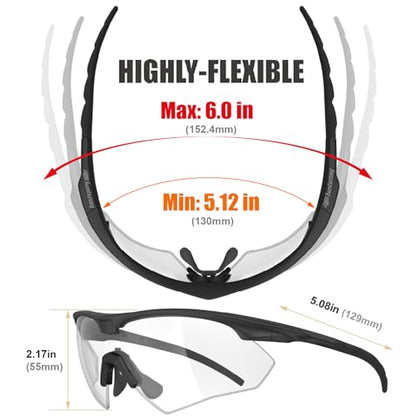 HTS HUNTERSKY S53 anti fog Tactical Shooting Range Safety Glasses Ballistic eye protection Hunting Airsoft Riding Pickleball - color: S53 Black-clear / Black-smoke