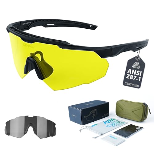 Shooting Glasses Anti Fog with High Definition Lenses, ANSI Z87+ Certified Tactical Safety Glasses for Men Women - color: D5-yellow / Grey