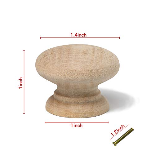 10PCS Round Wood Drawer Knob Unfinished Cabinet Furniture Drawer Knobs Mushroom Shape Pulls Handles Hardware for Drawer Wardrobe Dresser… - color: Wood Color