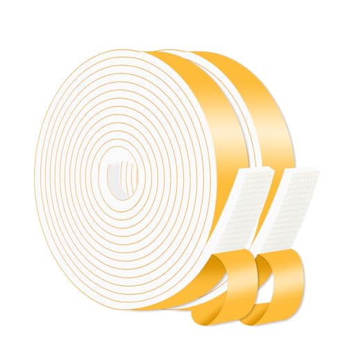 Weather Stripping,Weather Stripping for Door,Strong Adhesive, Lightproof, Soundproof Foam,Door Seal Strip for Door Frame,Window Frame(White,1 in x 1/4 in x 26Ft) - size: 1 In x 1/4 In x 26 Ft