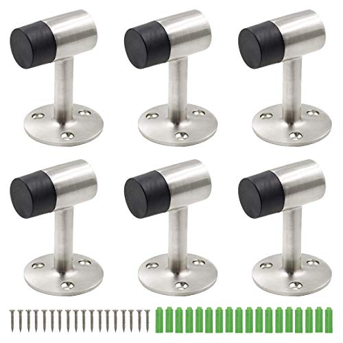 3 Inch / 75mm Heavy Duty Floor Stop, Door Stopper Stainless Steel Brushed Nickel - Pack of 6 - color: 3 Inch, size: 6 Pieces