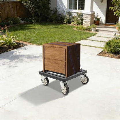 Furniture Dolly,18''x18’’ Heavy-Duty Stainless Steel Furniture Mover, 1200LBS Loading Capacity, 4'' Swivel Casters & Tie-Down Straps for Secure Transport(Black)