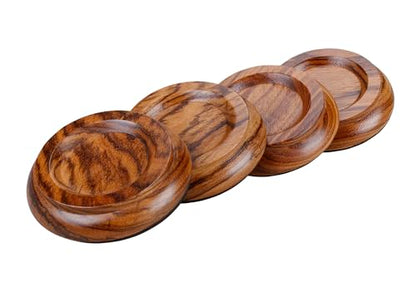 Upright Piano Caster Cups,Premium Quality Hardwood Piano Caster Pads Furniture Leg Pad Set of 4,with Non-Slip Moisture-Proof& Anti-Noise Felt Pads (Zebra Wood) - color: Zebra Wood