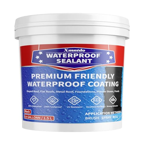 Polyurethane Waterproof Coating, 51 Fl Oz., Roof Sealant Multi-Surface Leak Repair Roofs, Foundations, Basements, Garages, Indoor and Outdoor Water Proof Sealant, Black - color: Black, size: 51 OZ