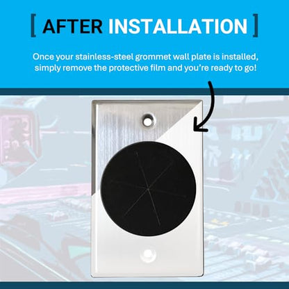 DIYTECH Grommet Wall Plate – Cable Pass Through Plate for In-Wall Cable Management, Wire Concealment for TV, HDMI, Ethernet, Speaker, and Home Theater Systems - (Stainless Steel) - color: Stainless Steel